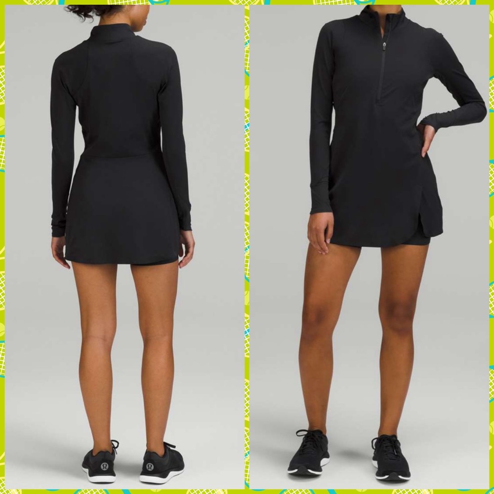 Lululemon Nulux Long-Sleeve Tennis Dress Black Size 8 NWT 🎾